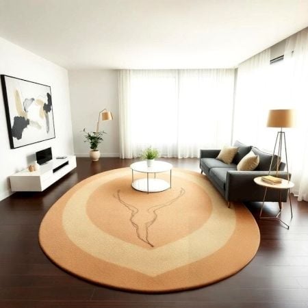 Handcrafted Round Abstract Minimalist Living Room Rug